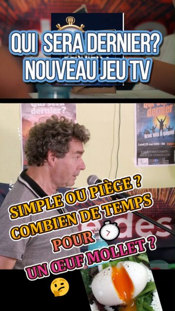 Question simple ou piégeuse ?
Temps de cuisson d'un oeuf mollet ?

Extrait jeu Qui sera dernier?
https://otoradio.com/voir-video-jeu-tv-pilote-qui-sera-dernier/
#question #cuisinefacile #culinaire #jeuxtv #oto20ans
